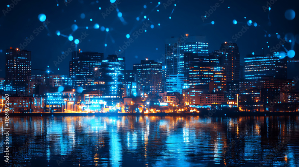 Fototapeta premium future holographic city