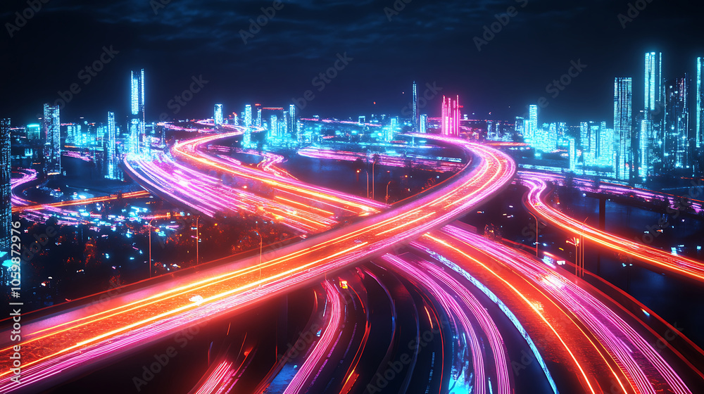 Fototapeta premium future holographic city
