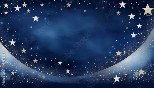 A dreamy night sky backdrop with shimmering stars and a subtle glow.