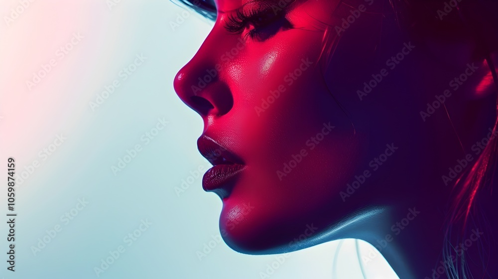 Minimalist Portrait of a Glamorous Pop Star Makeup Model in Soft,Bright Lighting Minimalist Portrait of a Glamorous Pop Star Makeup Model in Soft,Bright Lighting