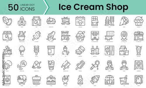 Set of ice cream icons. Line art style icons bundle. vector illustration