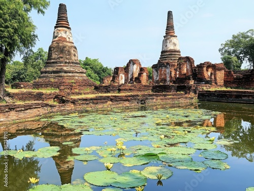 Savoring massaman curry amidst the majestic historical ruins of ayutthaya photo