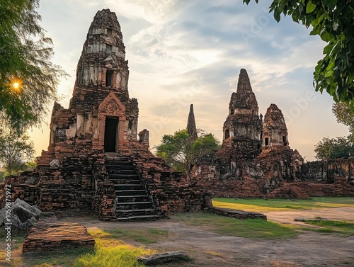 Savoring massaman curry amidst the majestic historical ruins of ayutthaya a culinary journey through time photo