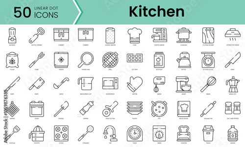 Set of kitchen icons. Line art style icons bundle. vector illustration