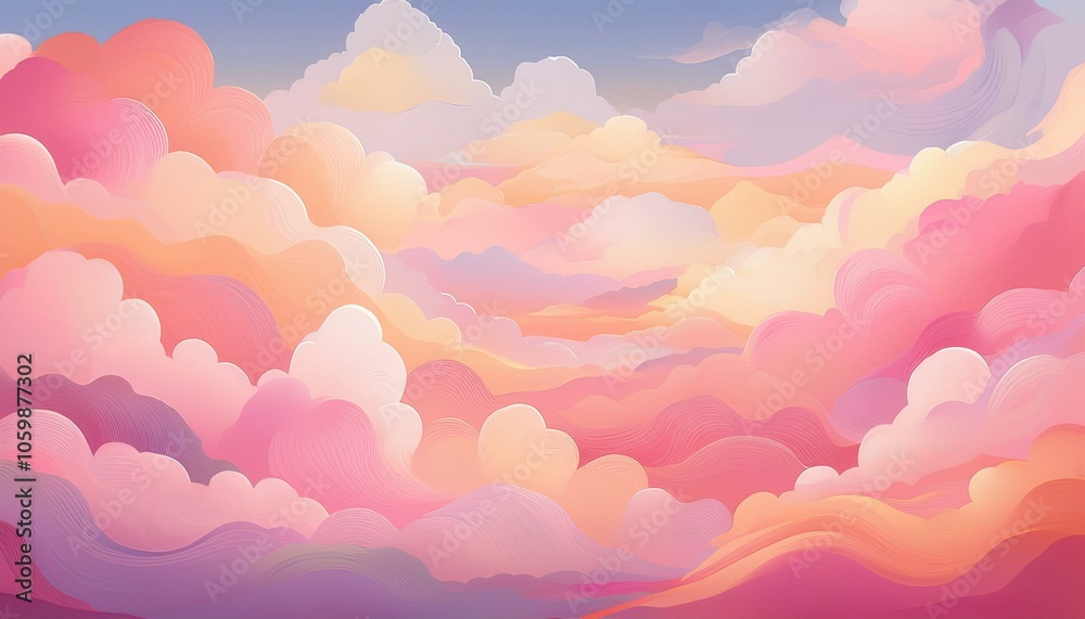 Fototapeta premium Dreamy pink and orange clouds create a beautiful abstract sky.