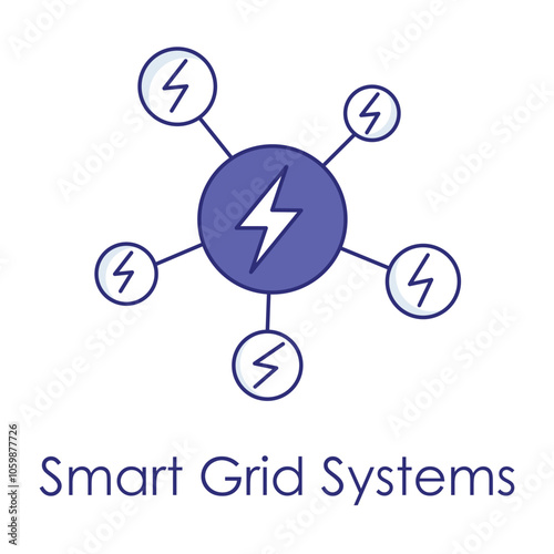 Smart Grid Systems Icon – Grid Network with Lightning Bolt for Efficient Power Distribution.