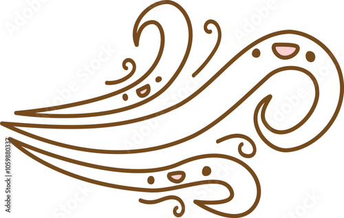 Cute cartoon gust of wind with face illustration.