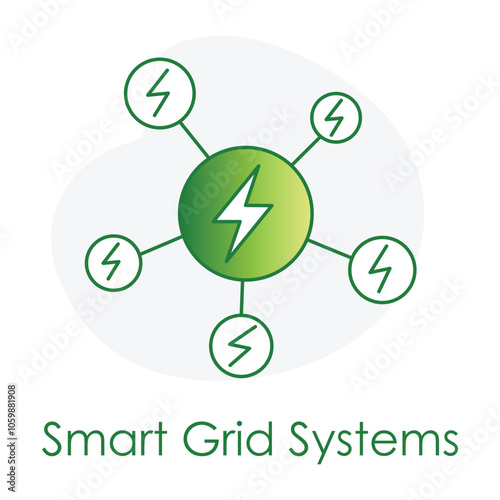 Smart Grid Systems Icon – Grid Network with Lightning Bolt for Efficient Power Distribution.