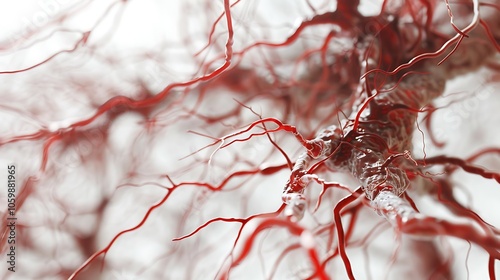 Detailed 3D rendering of a nephron structure, showcasing its intricate components including the glomerulus, tubules, and loop of Henle, essential for kidney function.