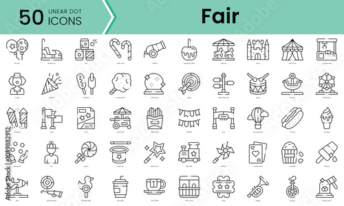 Set of fair icons. Line art style icons bundle. vector illustration