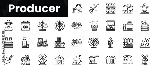 Set of outline producer icons
