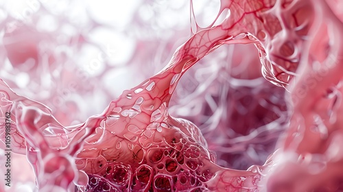 Detailed 3D rendering of a nephron structure, showcasing its intricate components including the glomerulus, tubules, and loop of Henle, essential for kidney function.