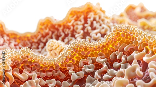 Detailed 3D rendering of a nephron structure, showcasing its intricate components including the glomerulus, tubules, and loop of Henle, essential for kidney function.