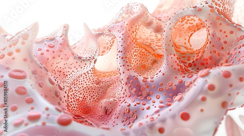 Detailed 3D rendering of a nephron structure, showcasing its intricate components including the glomerulus, tubules, and loop of Henle, essential for kidney function.