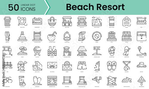 Set of beach resort icons. Line art style icons bundle. vector illustration