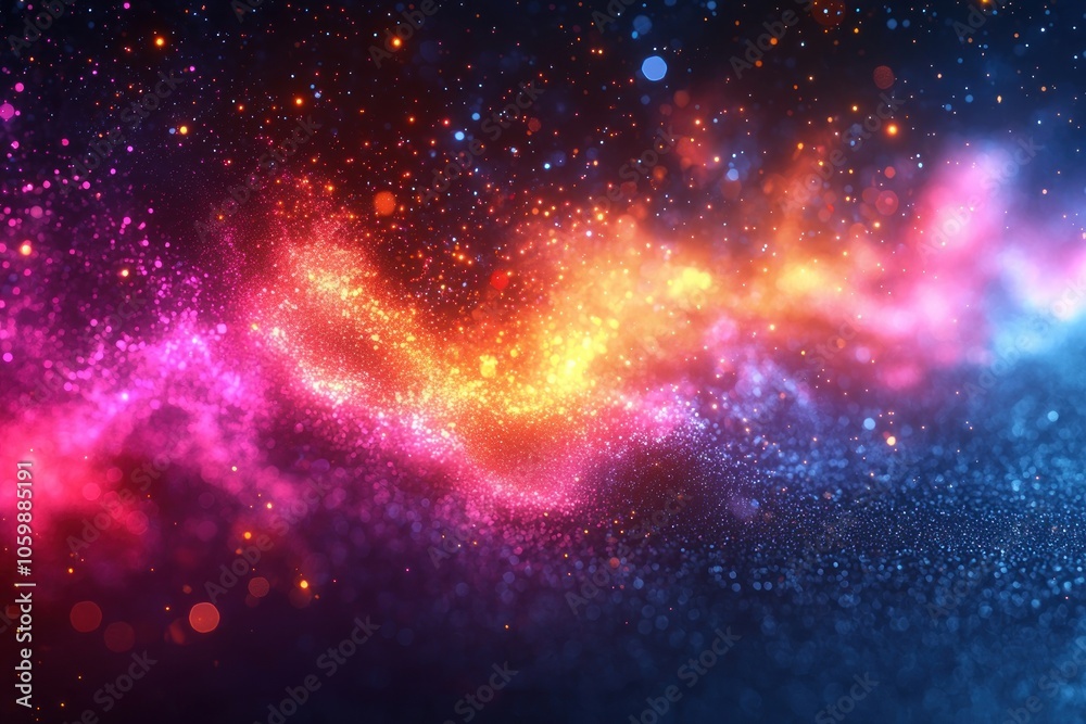 Fototapeta premium Abstract Background of Glowing Particles and Bokeh Lights