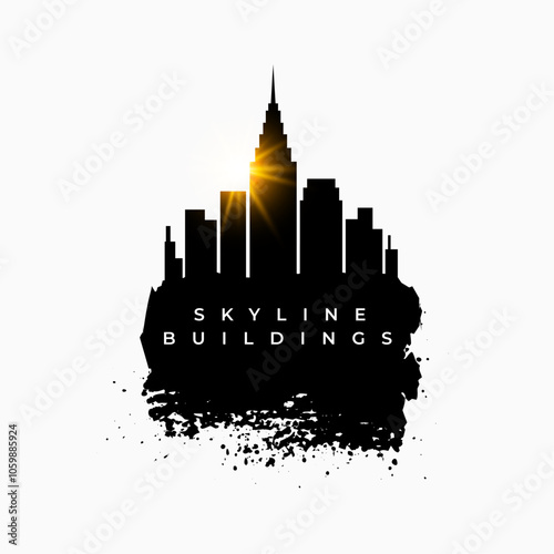 urban skyline midtown building with grungy texture