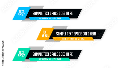 set of abstract lower third news header banner in contemporary style