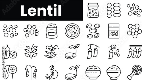 Set of outline lentil  icons