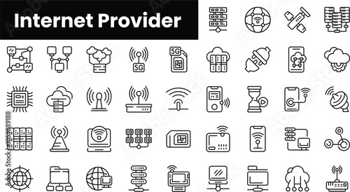 Set of outline internet provider icons