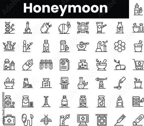 Set of outline homeopathy icons
