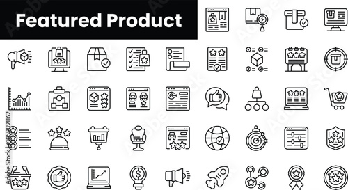 Set of outline featured product icons