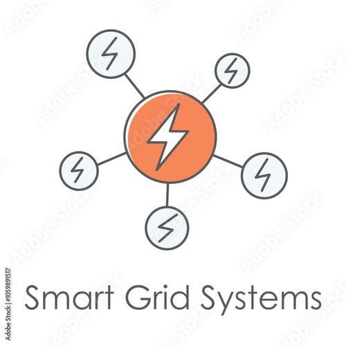 Smart Grid Systems Icon – Grid Network with Lightning Bolt for Efficient Power Distribution.