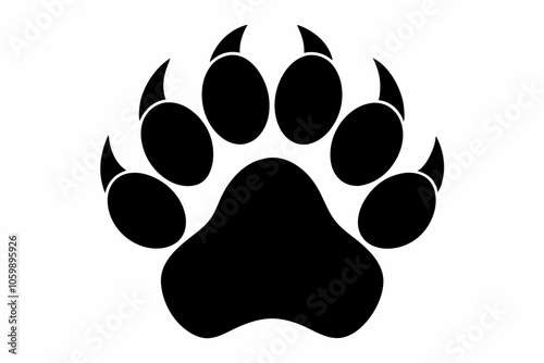 Bobcat paw print silhouette vector, paw print black silhouette
