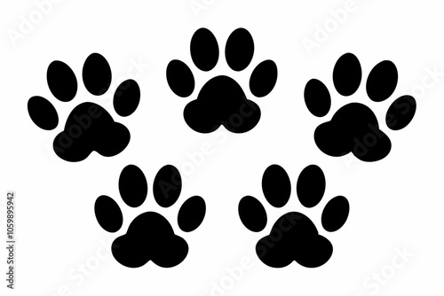 Bobcat paw print silhouette vector, paw print black silhouette