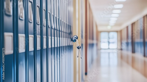 Locker Jams: Earbuds dangle from a hook, ready for the next music-filled break between classes.  photo