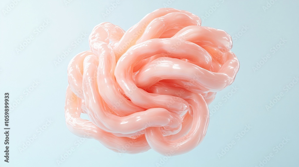 detailed 3d cgi of intestines, coiled structure, soft peach color ...