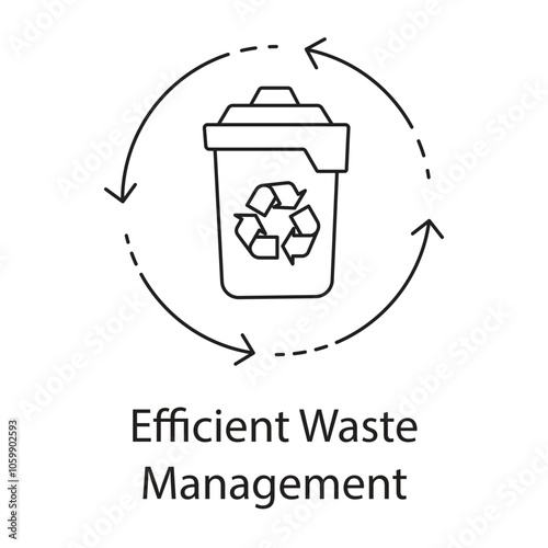 Efficient Waste Management Icon – Bin and Recycling Arrows Representing Organized Disposal.