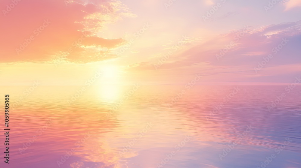 Fototapeta premium Serene Sunset over Calm Water Surface