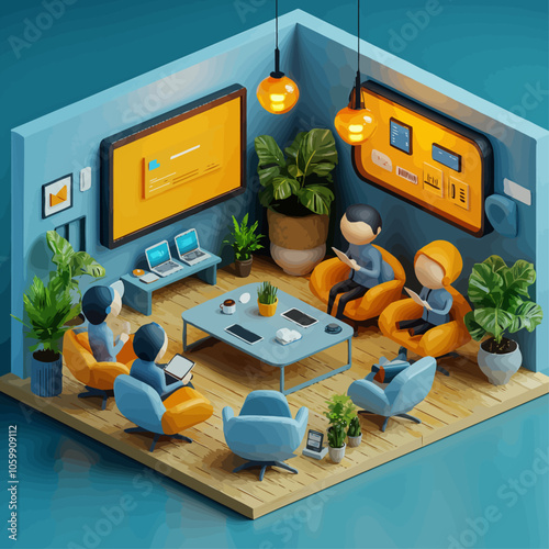 Virtual Meeting Isometric Illustration