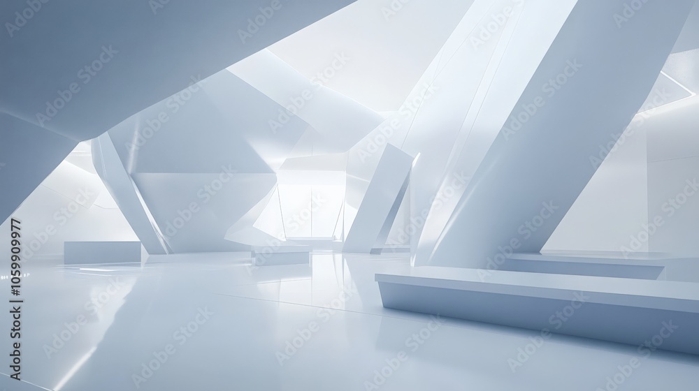 Obraz premium Futuristic Workspace with Sleek Geometric Design Elements