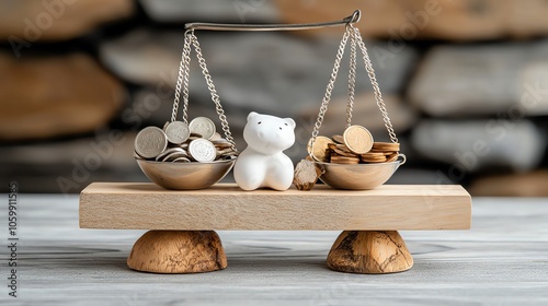 Abstract scales with symbols for value and cost, visualizing the unseen weight of perception in pricing