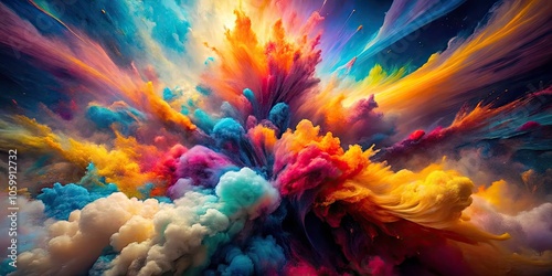 Abstract Explosion of Colors in Surreal Dynamic Background â€“ Vivid Patterns, Artistic Expression, Colorful Textures, Dreamy Atmosphere, Fluid