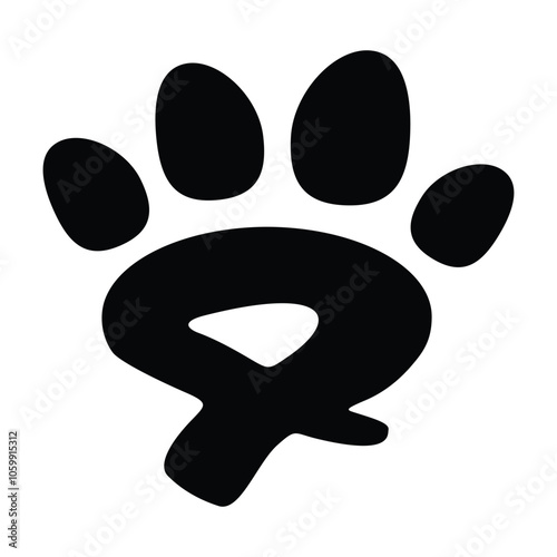 Number 4 letter paw pet logo template