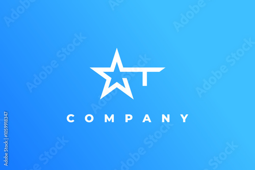 star and letter t modern tech logo
