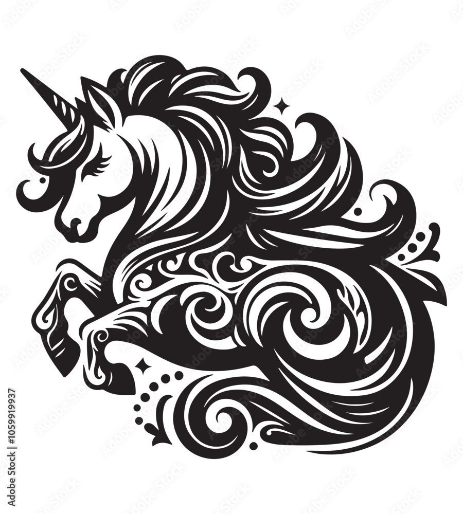 Obraz premium Unicorn silhouette vector illustrations