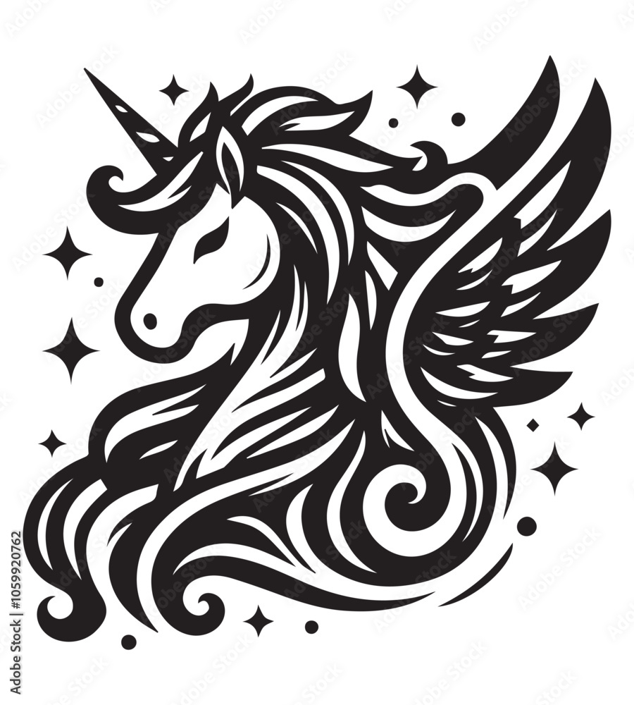 Obraz premium Unicorn silhouette vector illustrations