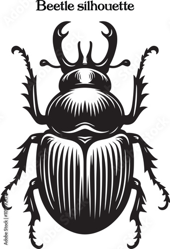 Beetle Silhouette: A Mysterious Shadow of Nature's Intricacy, Capturing the Elegant Form and Unique Beauty of One of Earth's Most Fascinating Insects in a Striking Minimalist Design