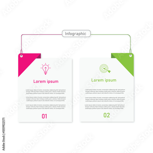 Design template infographic vector elements with 2 steps.