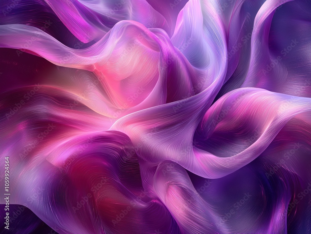 Fototapeta premium Abstract Purple and Pink Fabric Waves with a Shimmering Effect