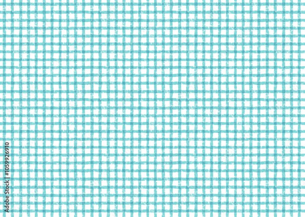 手描き風のチェック柄-ターコイズ 手描き風のチェック柄-ターコイズ