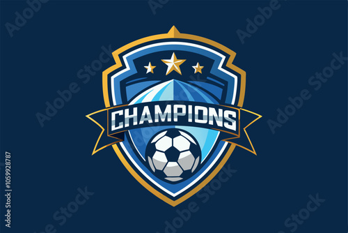 Champions Sports League Emblem Badge Logo Design Vector Template.
