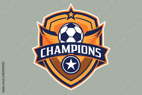 Champions Sports League Emblem Badge Logo Design Vector Template.
