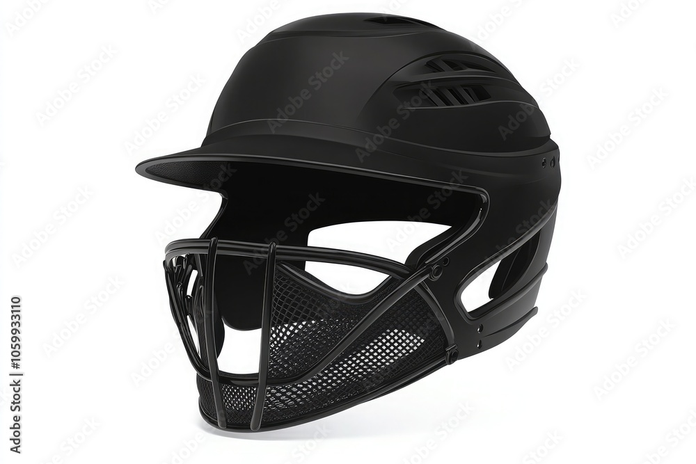 Fototapeta premium Black softball helmet with face mask
