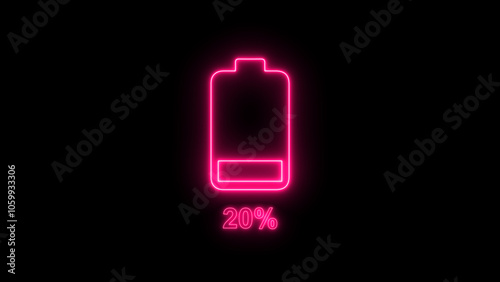 20% Battery Icon: Powering Up! Visualizing Low Battery Energy and Charging Concept for Quick Recharge Solutions