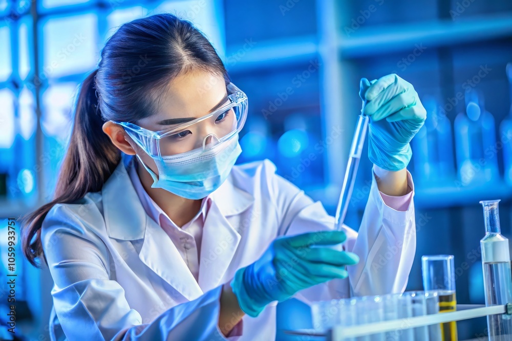 Fototapeta premium Male scientist using digital tablet in his laboratory